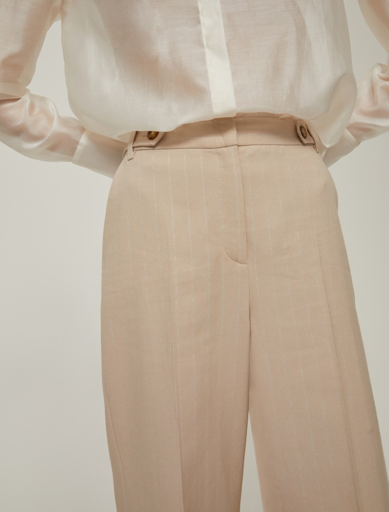 Lamé pinstriped gabardine trousers - CAMOMILE - pennyblack