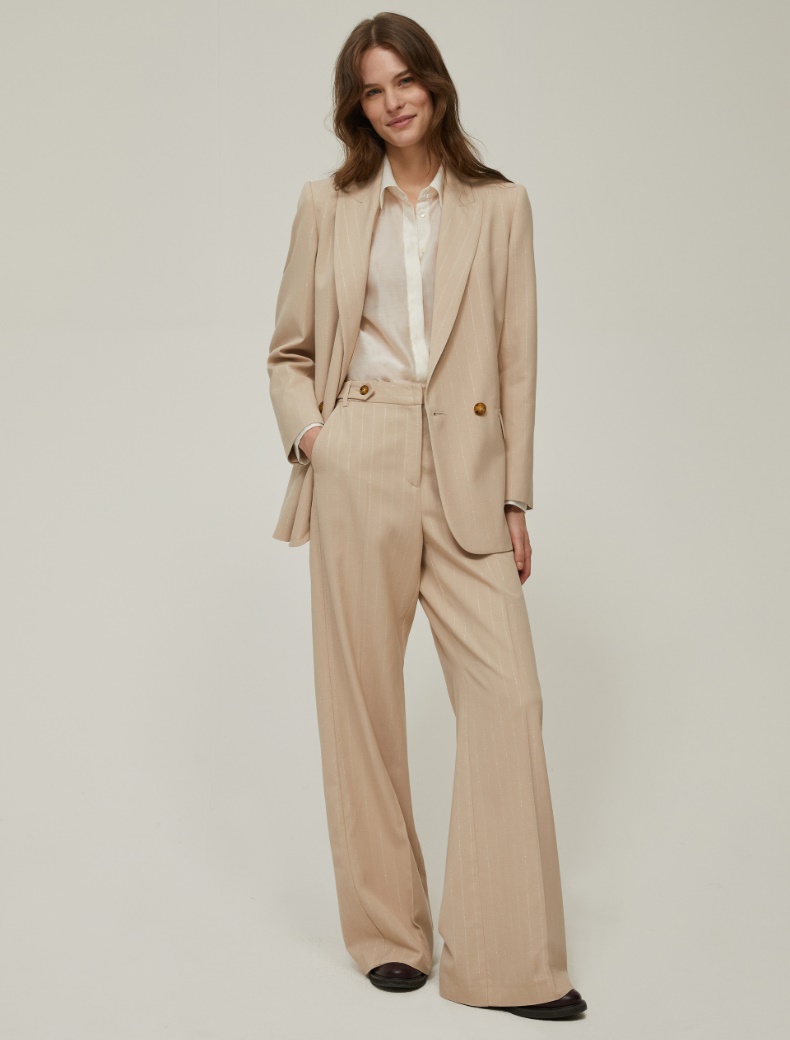 Lamé pinstriped gabardine trousers - CAMOMILE - pennyblack