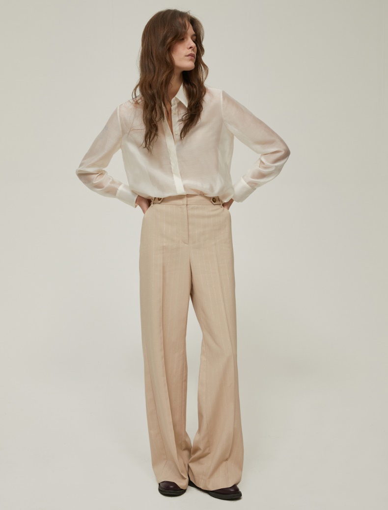 Lamé pinstriped gabardine trousers - CAMOMILE - pennyblack