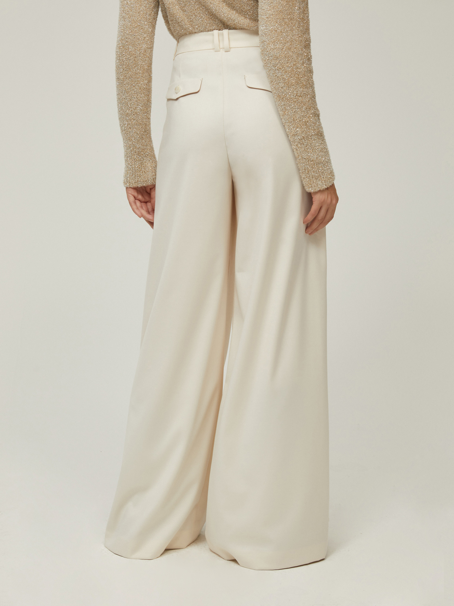 Wide, fluid-fit trousers - CREAM - pennyblack