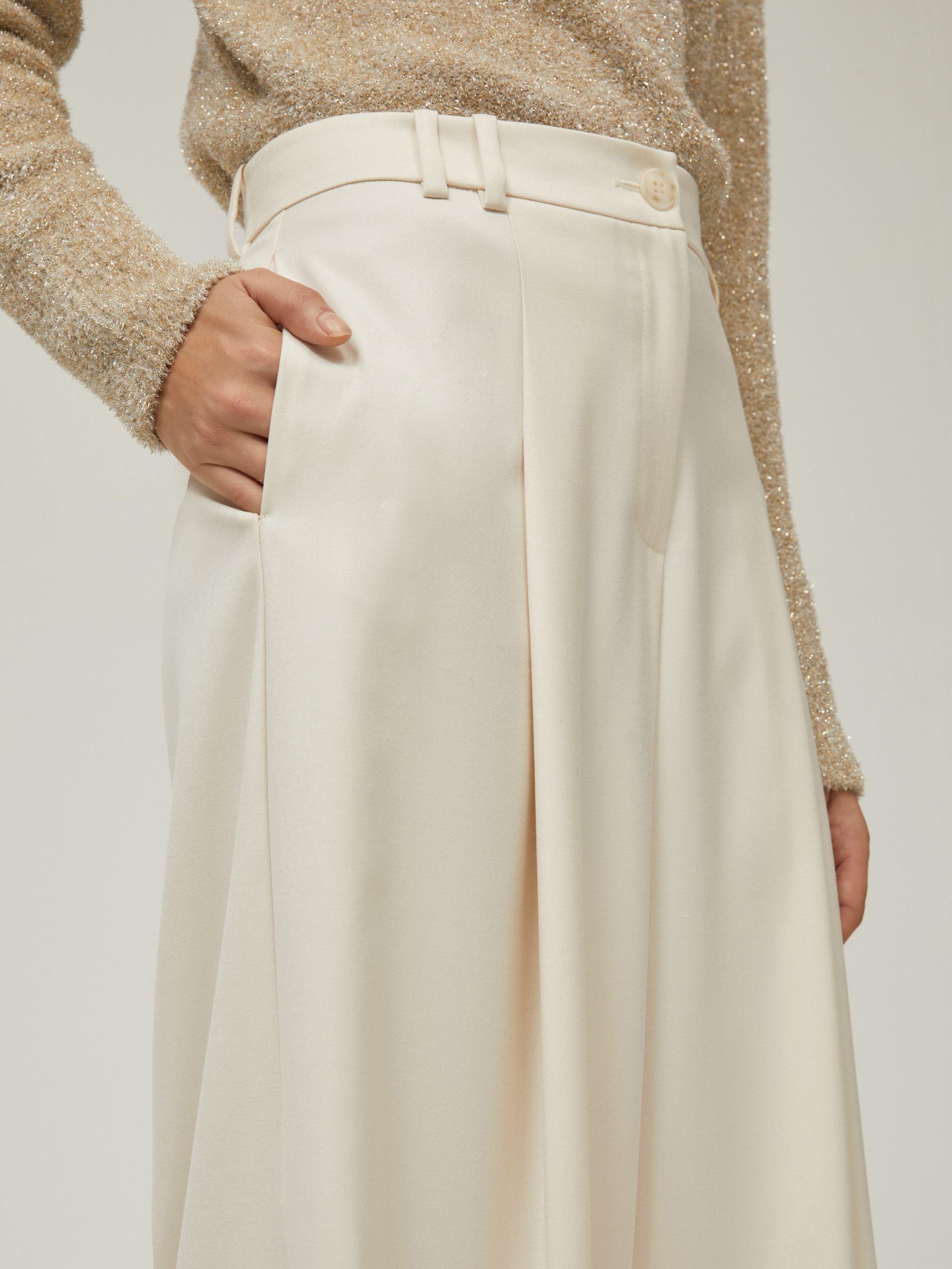 Wide, fluid-fit trousers - CREAM - pennyblack