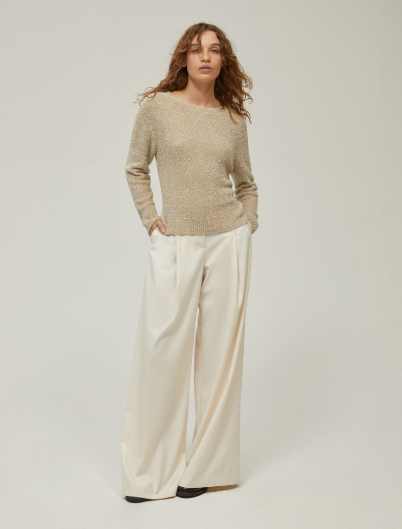 Wide, fluid-fit trousers - CREAM - pennyblack