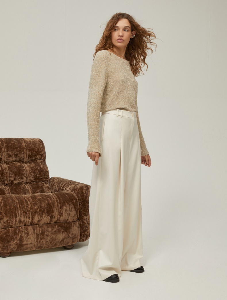 Wide, fluid-fit trousers Wide, fluid-fit trousers - CREAM - pennyblack