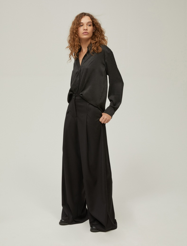 Wide, fluid-fit trousers Wide, fluid-fit trousers - BLACK - pennyblack