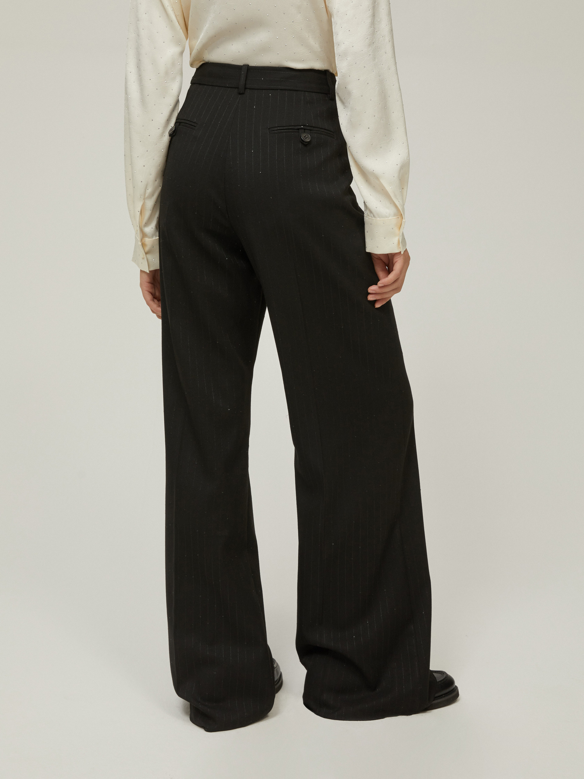 Sequin-adorned pinstripe trousers - BLACK - pennyblack