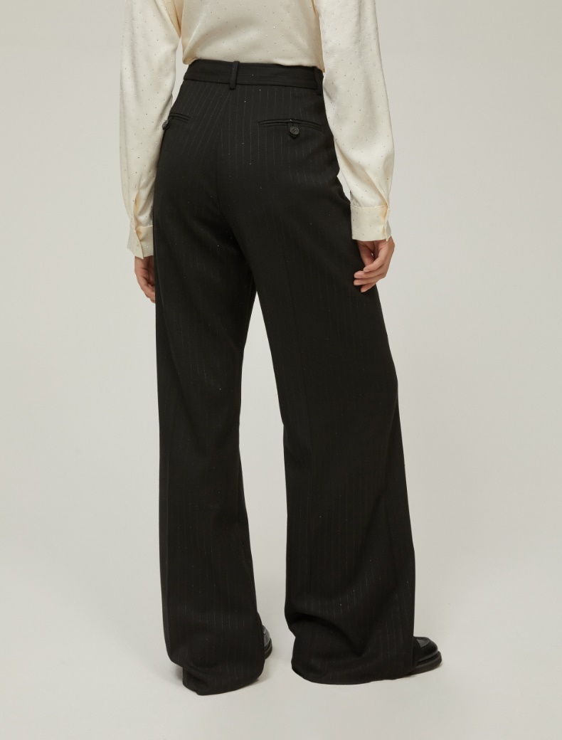 Sequin-adorned pinstripe trousers - BLACK - pennyblack