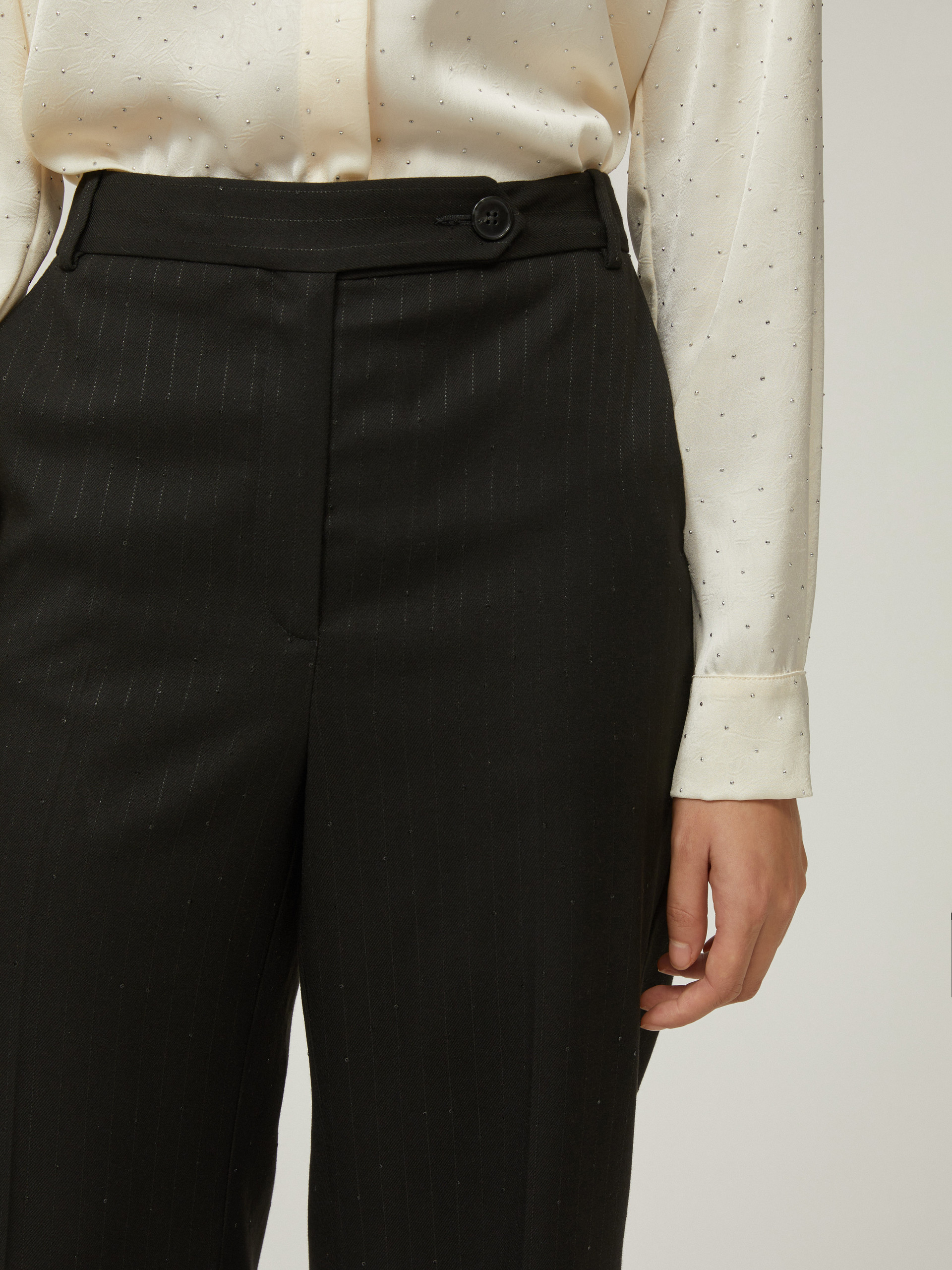 Sequin-adorned pinstripe trousers - BLACK - pennyblack