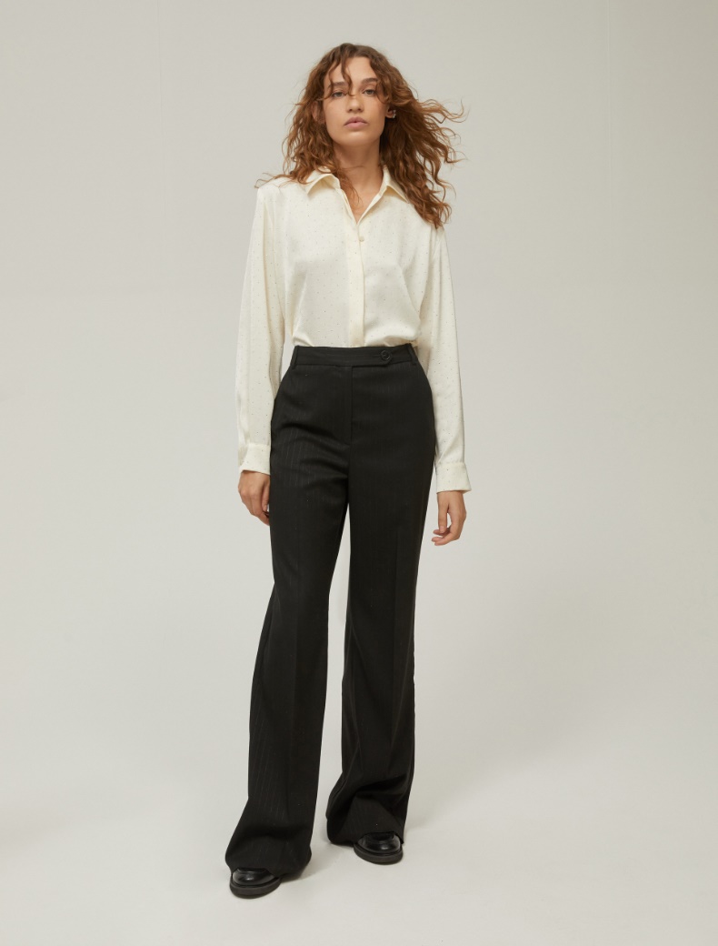 Sequin-adorned pinstripe trousers Sequin-adorned pinstripe trousers - BLACK - pennyblack
