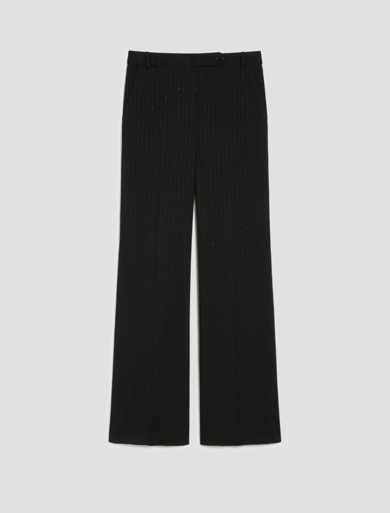 Sequin-adorned pinstripe trousers Sequin-adorned pinstripe trousers - BLACK - pennyblack