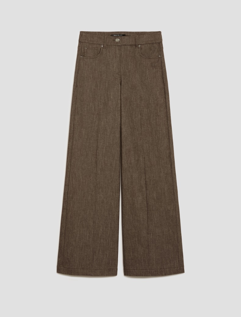 Wide-leg denim-effect trousers - BROWN - pennyblack