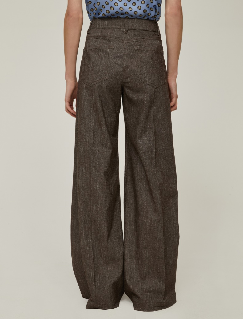 Wide-leg denim-effect trousers - BROWN - pennyblack