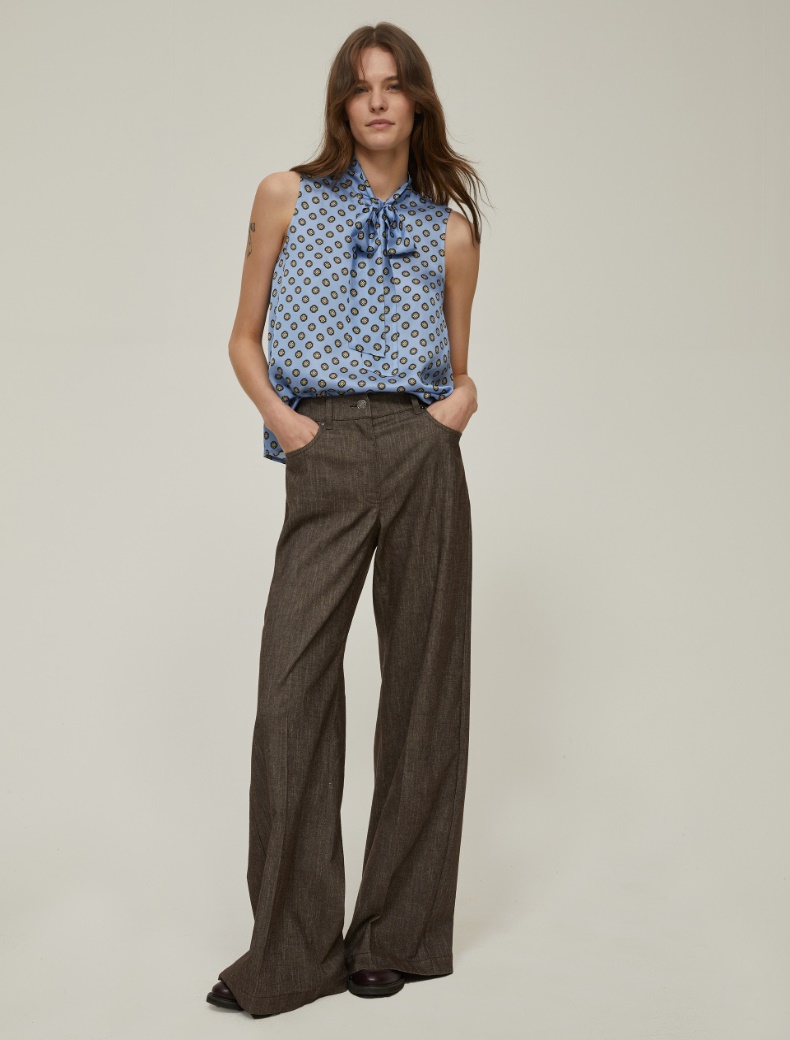 Wide-leg denim-effect trousers - BROWN - pennyblack