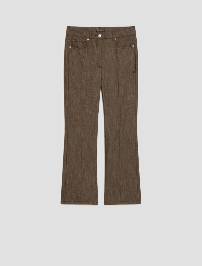Denim-effect flared trousers - BROWN - pennyblack