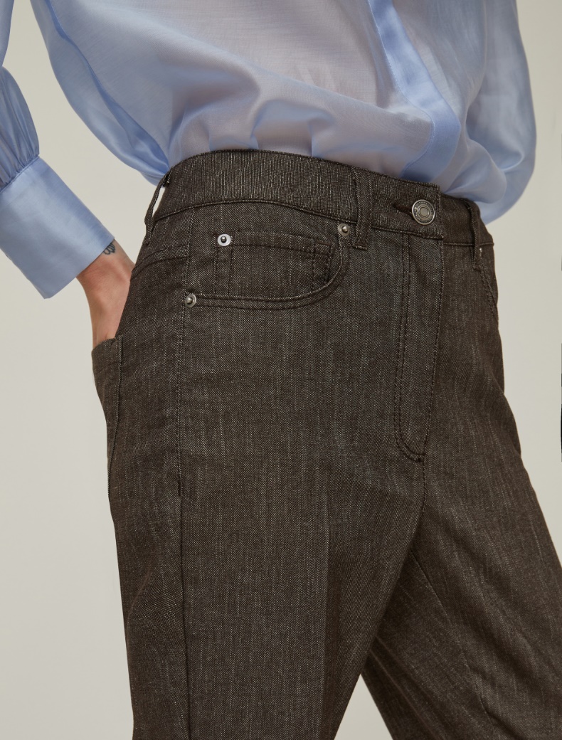 Denim-effect flared trousers - BROWN - pennyblack