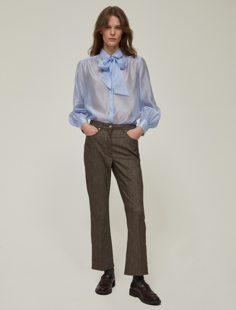 Denim-effect flared trousers - BROWN - pennyblack