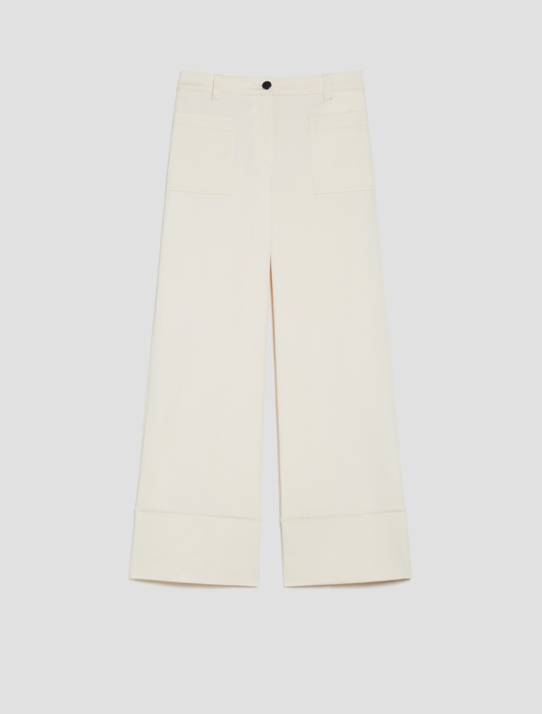 Wide-leg gabardine trousers - IVORY - pennyblack