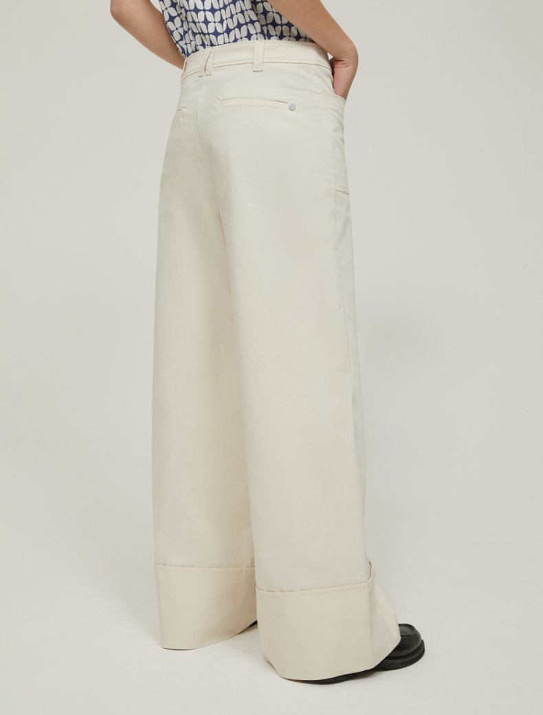 Wide-leg gabardine trousers - IVORY - pennyblack