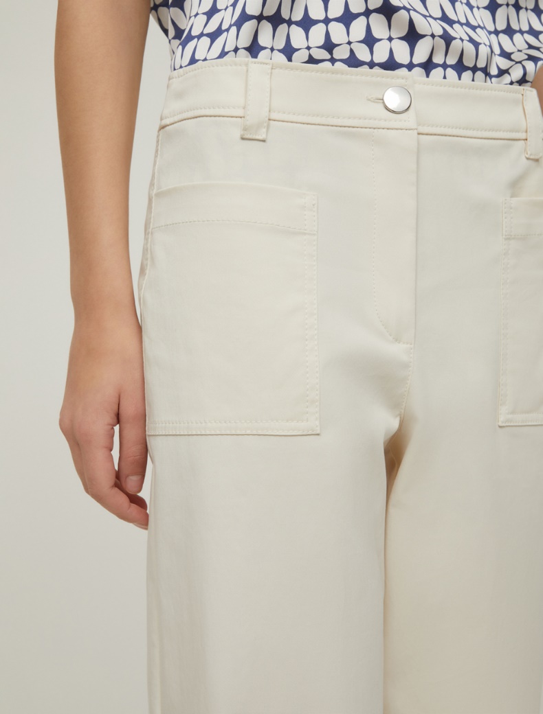 Wide-leg gabardine trousers - IVORY - pennyblack