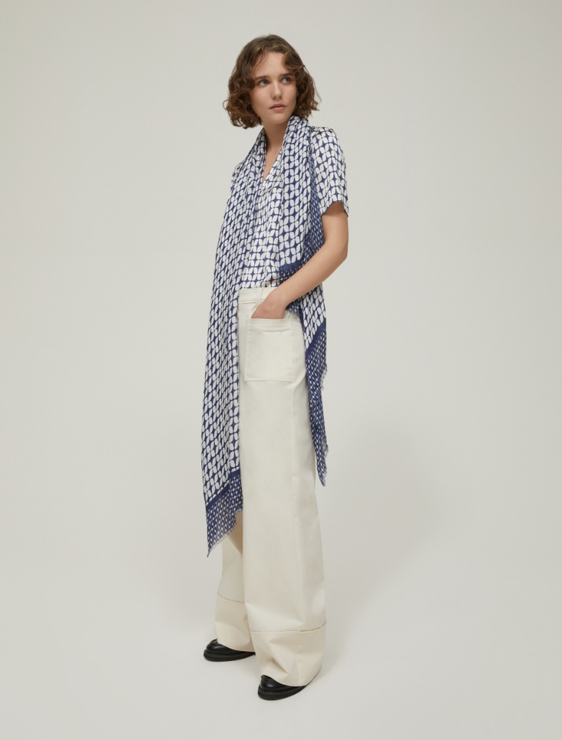 Wide-leg gabardine trousers - IVORY - pennyblack