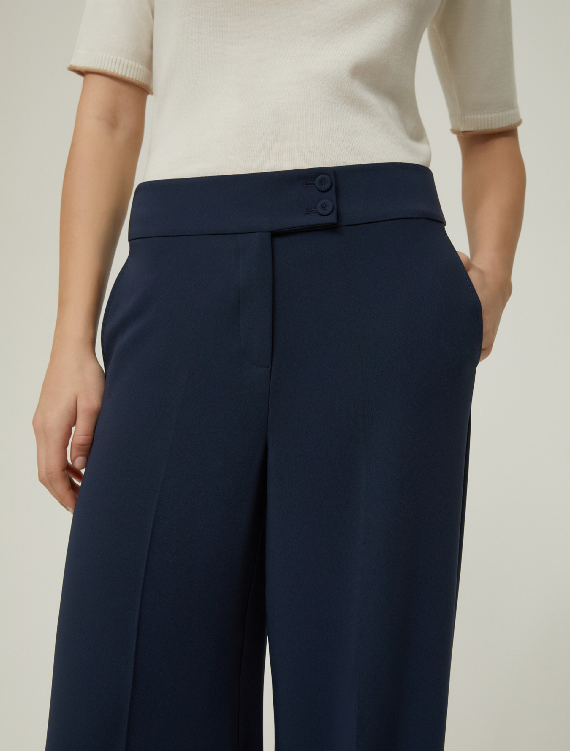 Pantaloni ampi in cady - BLU - pennyblack