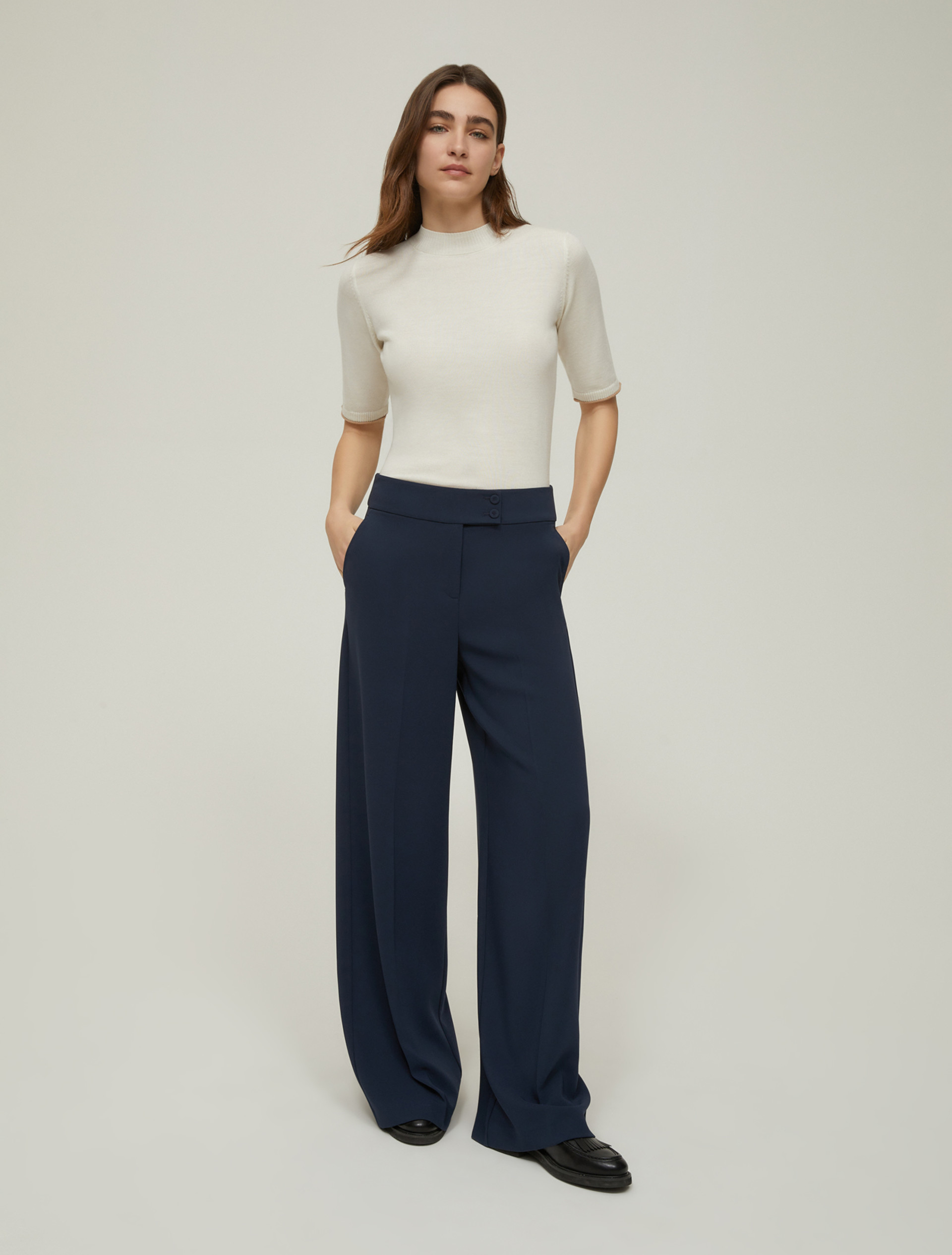 Pantaloni ampi in cady - BLU - pennyblack