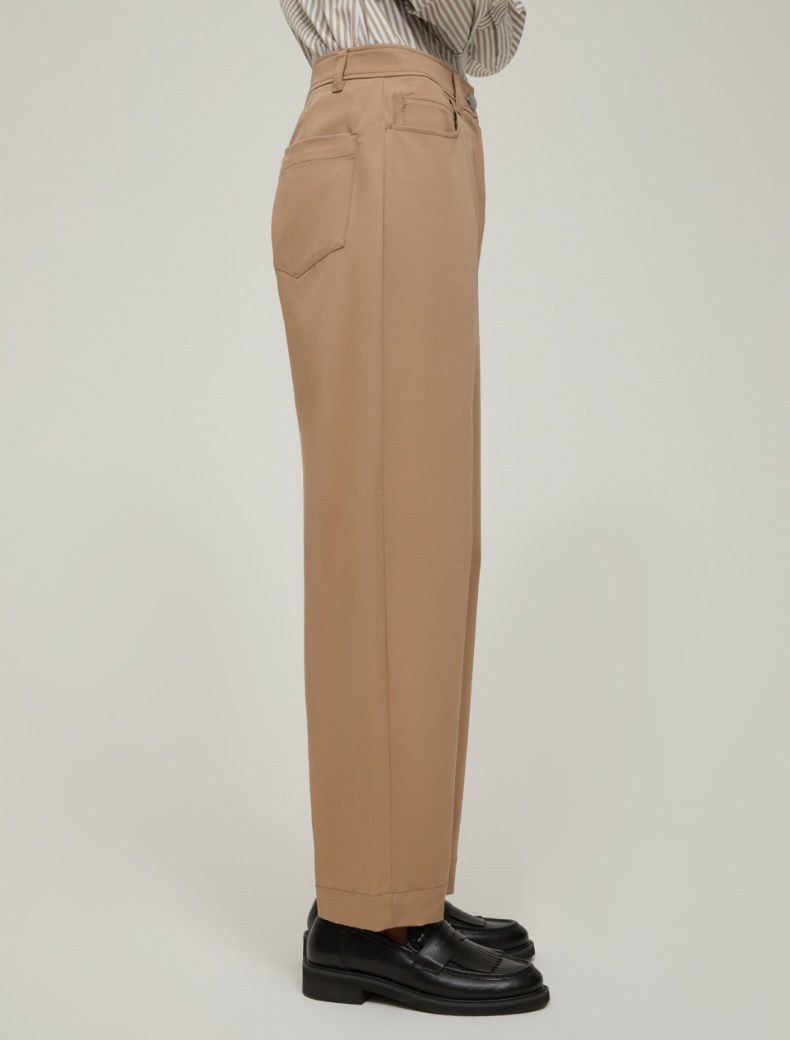 Relaxed-fit gabardine trousers - CAMEL - pennyblack