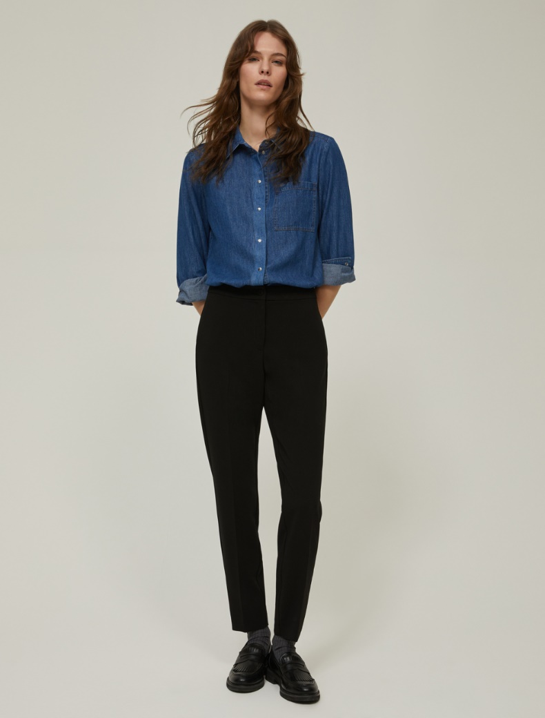Skinny-fit cady trousers - BLACK - pennyblack