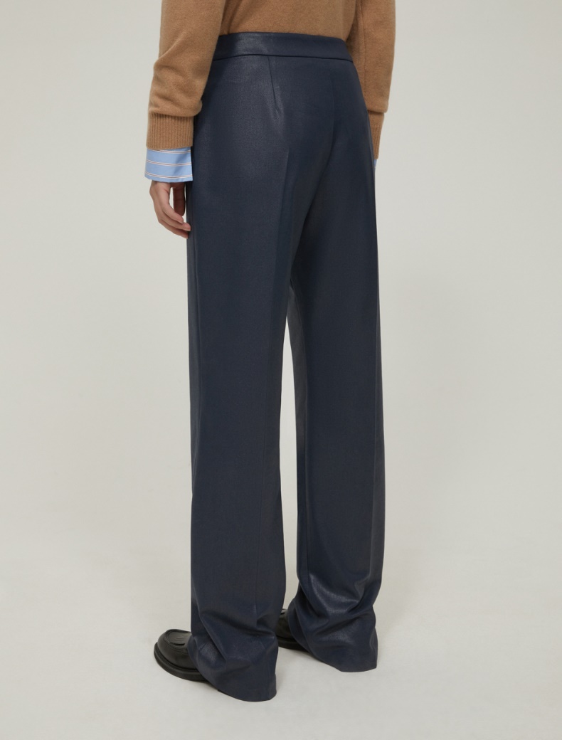 Laminated fit-and-flare trousers - NAVY - pennyblack