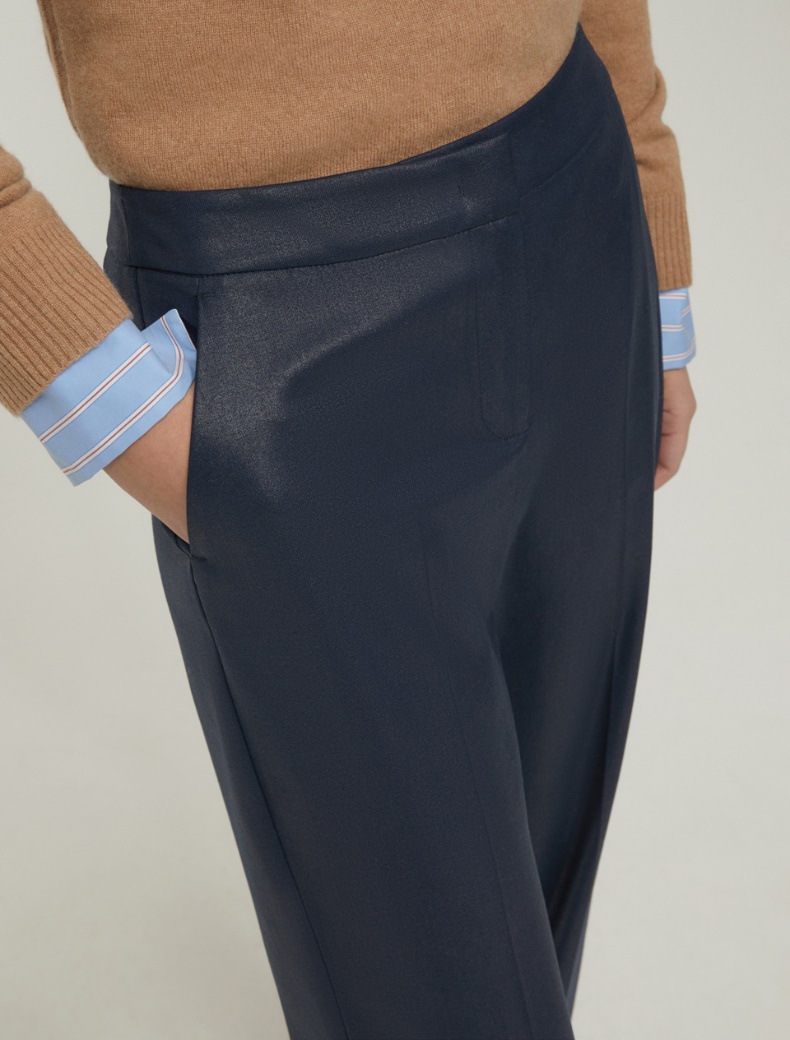 Laminated fit-and-flare trousers - NAVY - pennyblack