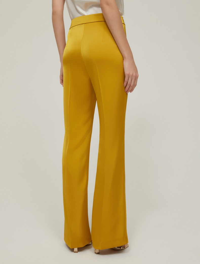 Flared satin trousers - OCHRE - pennyblack