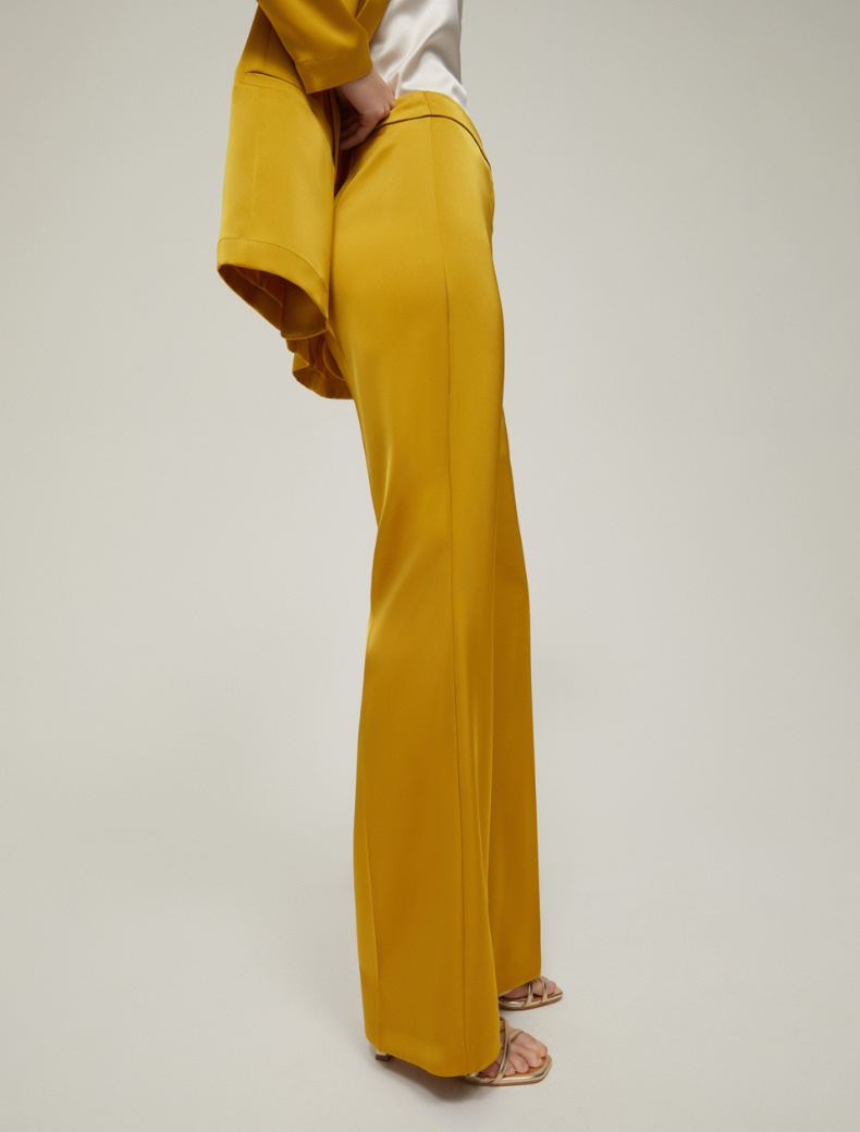 Flared satin trousers - OCHRE - pennyblack