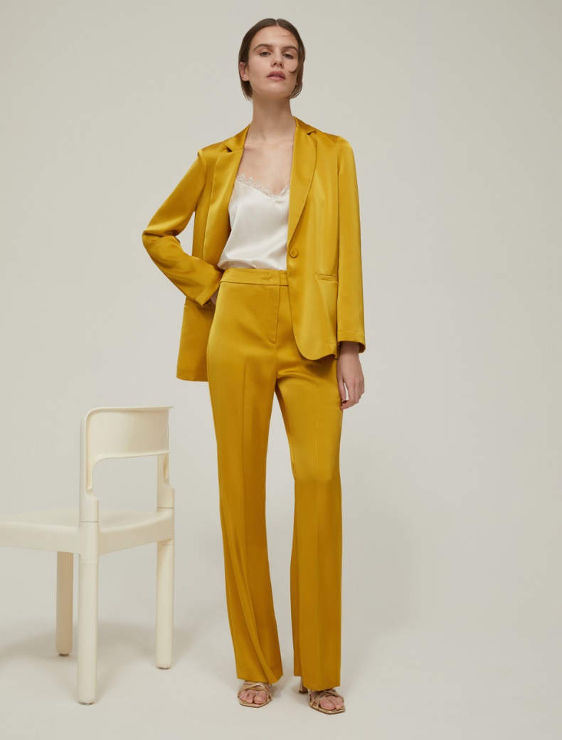 Flared satin trousers - OCHRE - pennyblack