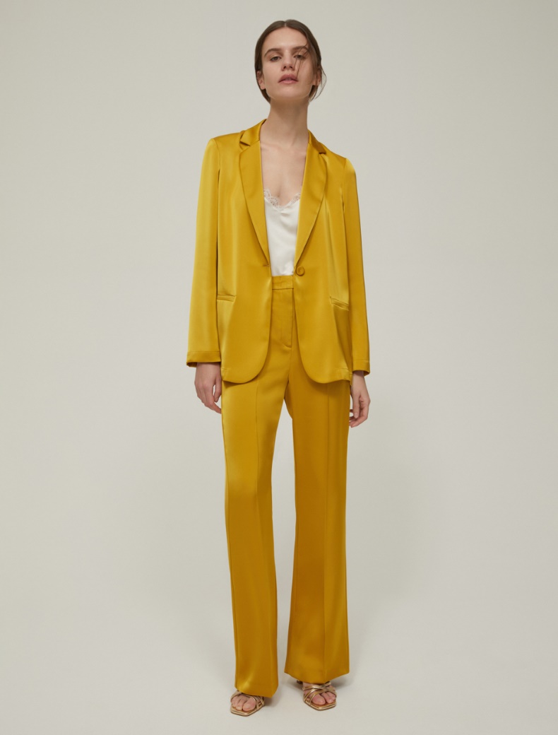 Flared satin trousers - OCHRE - pennyblack