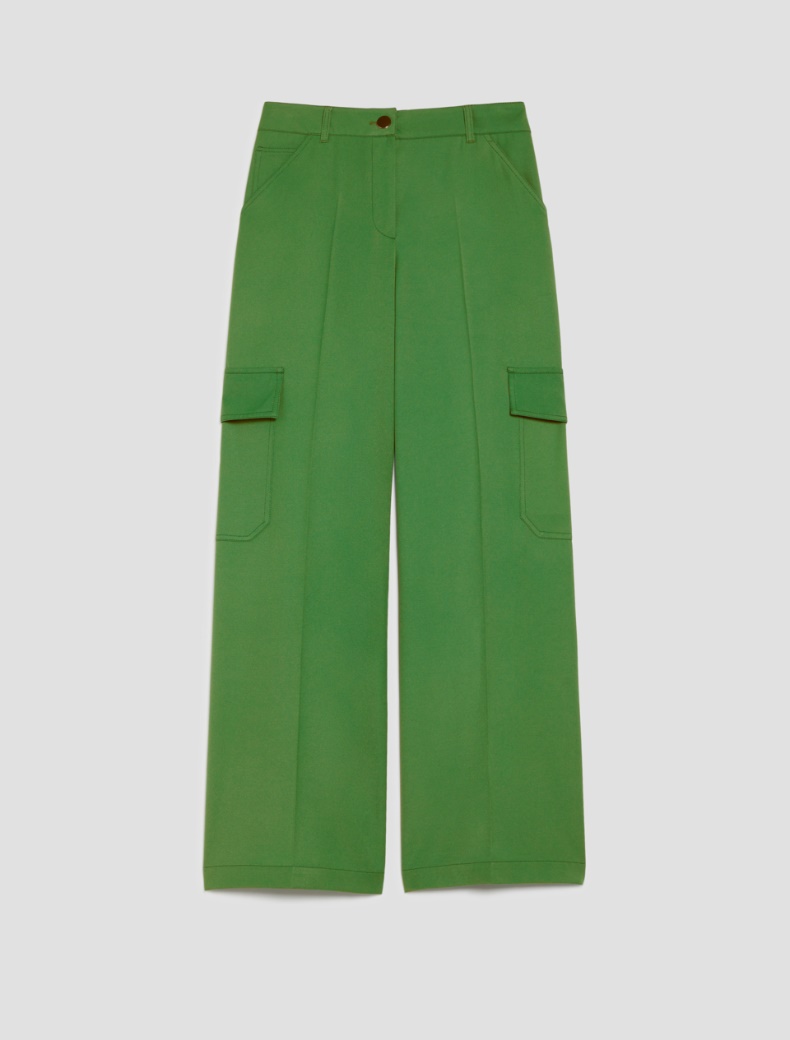 Flowing twill cargo trousers - GREEN - pennyblack