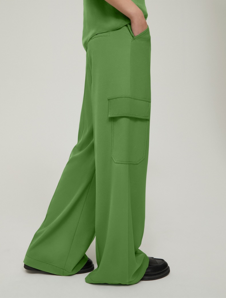 Flowing twill cargo trousers - GREEN - pennyblack