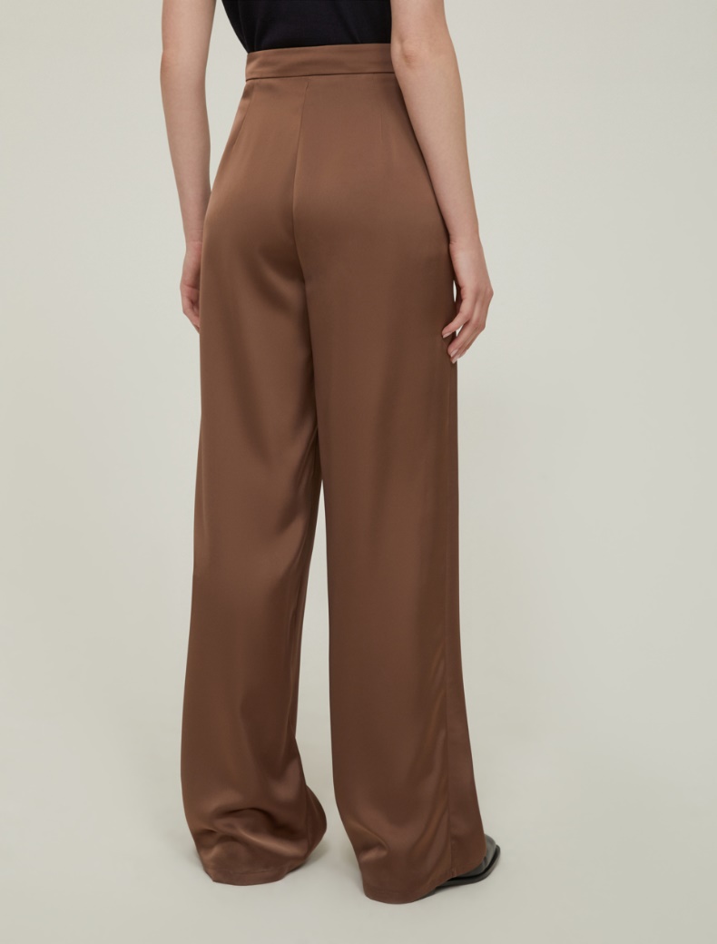 Wide-leg satin trousers - BROWN - pennyblack