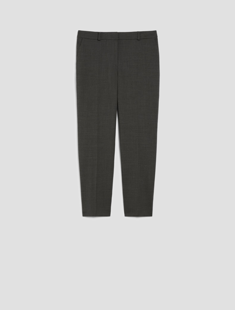 Slim-fit wool twill trousers - DARK GREY - pennyblack