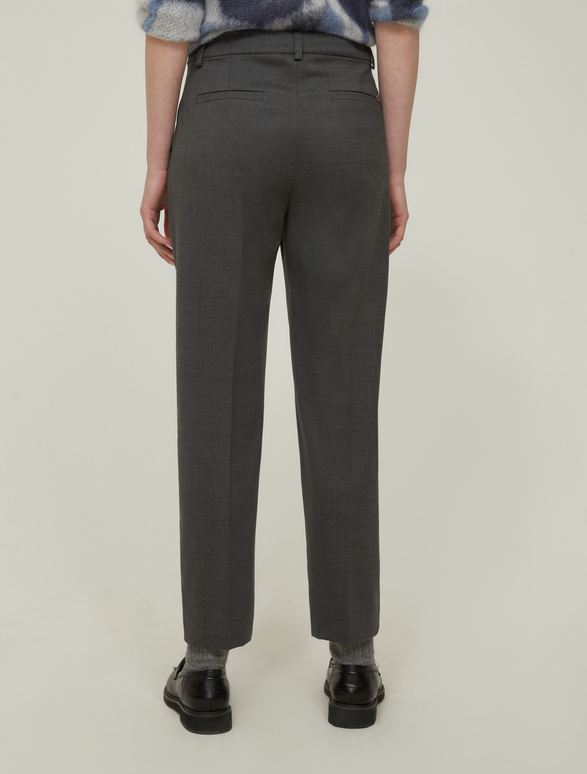 Pantaloni slim in twill di lana - GRIGIO SCURO - pennyblack