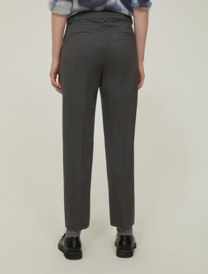 Slim-fit wool twill trousers - DARK GREY - pennyblack