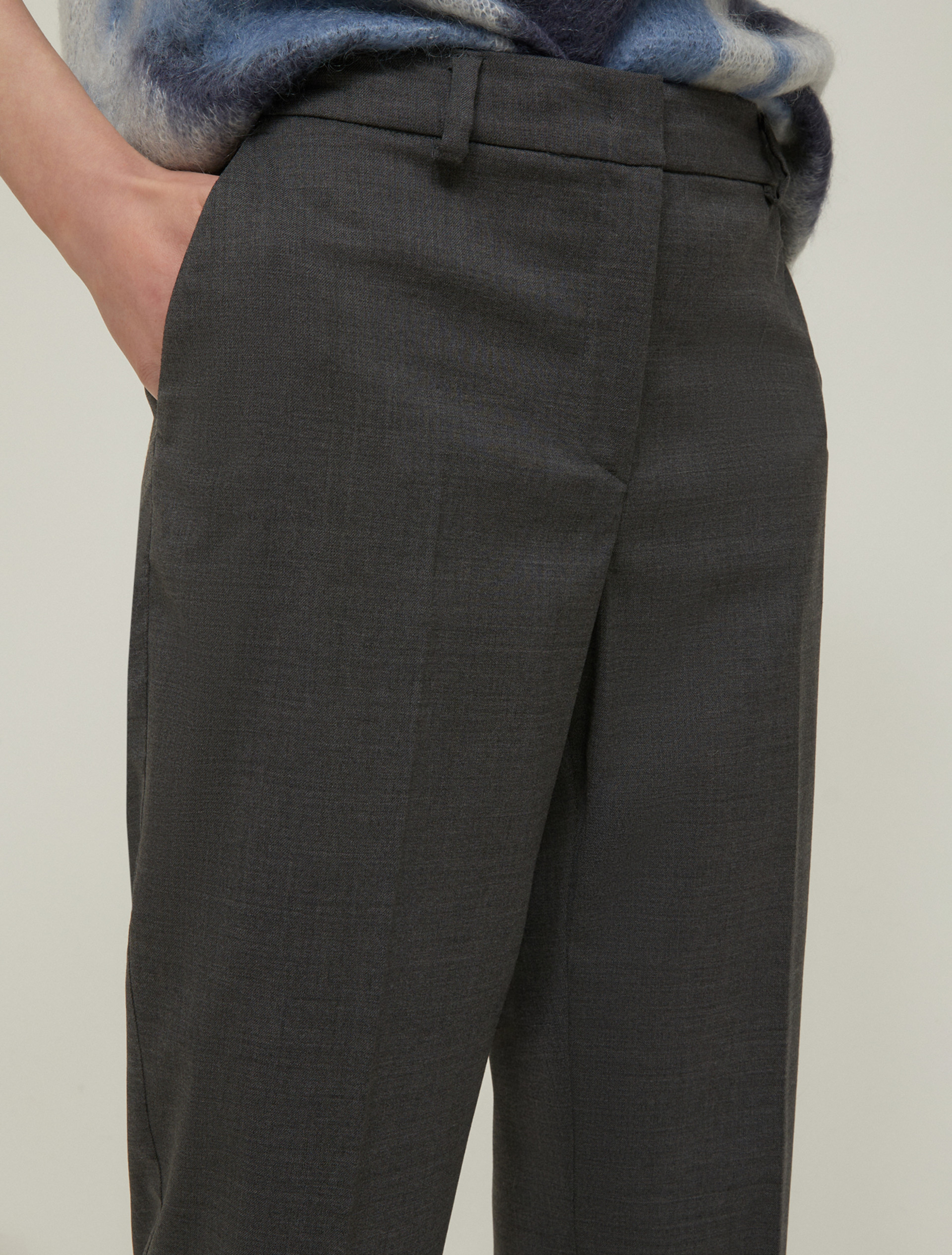 Pantaloni slim in twill di lana - GRIGIO SCURO - pennyblack