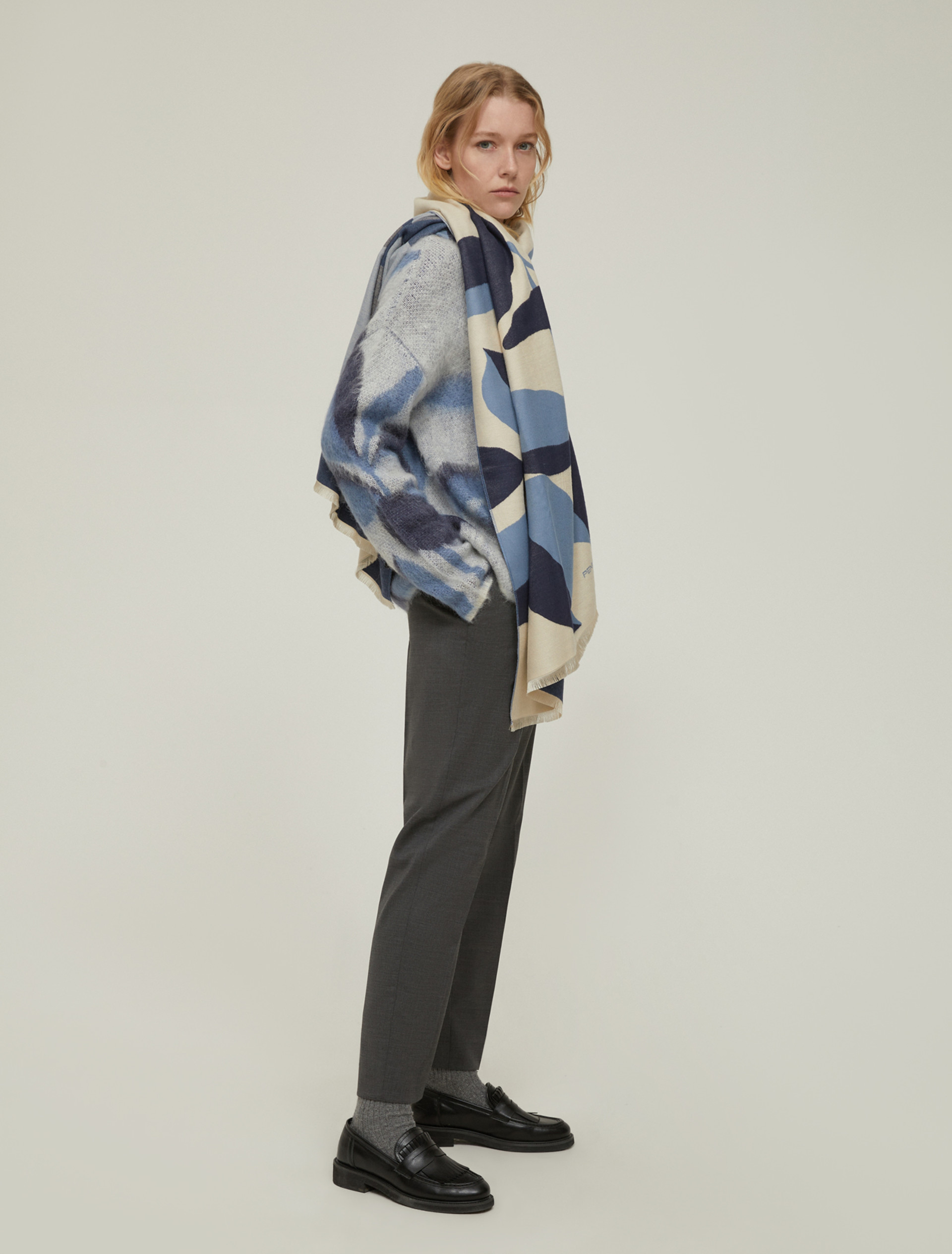 Pantaloni slim in twill di lana - GRIGIO SCURO - pennyblack