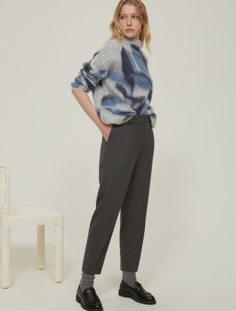 Pantaloni slim in twill di lana - GRIGIO SCURO - pennyblack