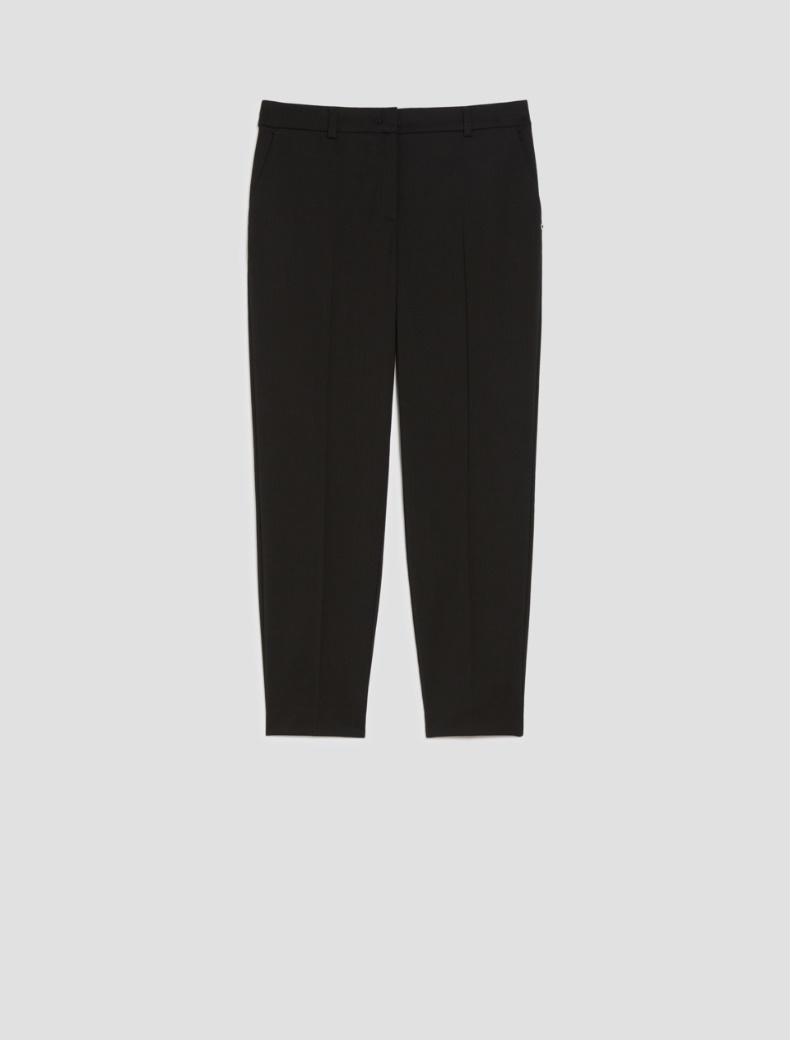 Slim-fit wool twill trousers - BLACK - pennyblack