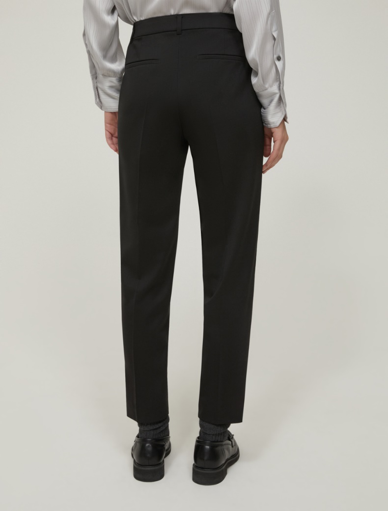 Slim-fit wool twill trousers - BLACK - pennyblack