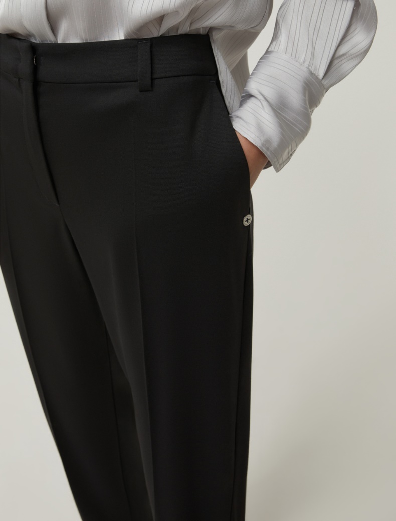 Slim-fit wool twill trousers - BLACK - pennyblack