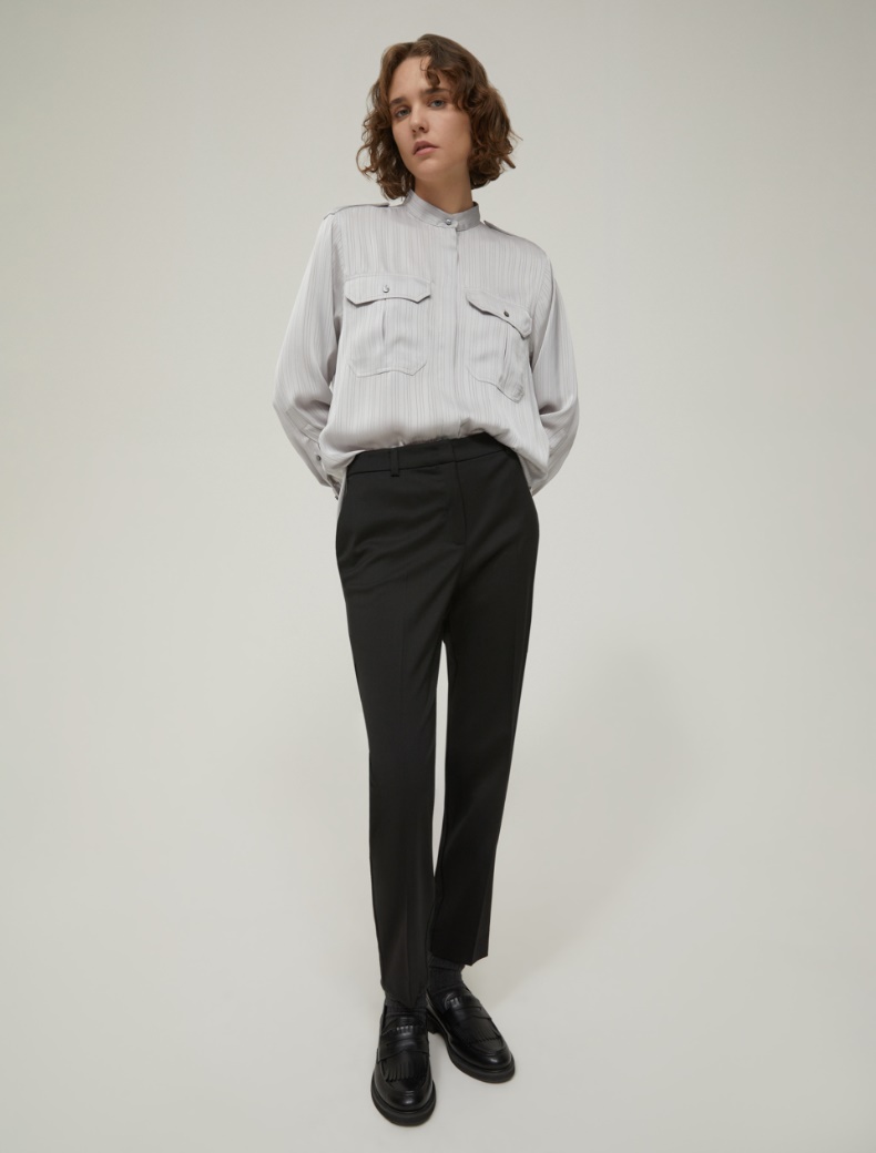 Slim-fit wool twill trousers - BLACK - pennyblack