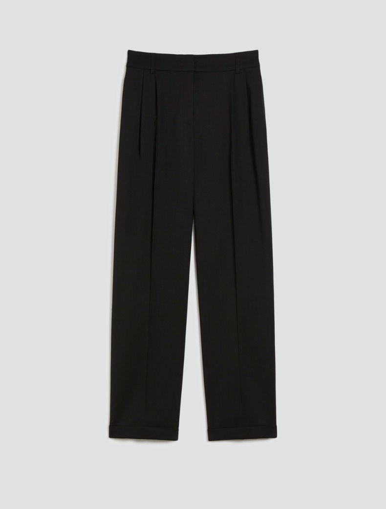 Wool twill carrot-fit trousers - BLACK - pennyblack