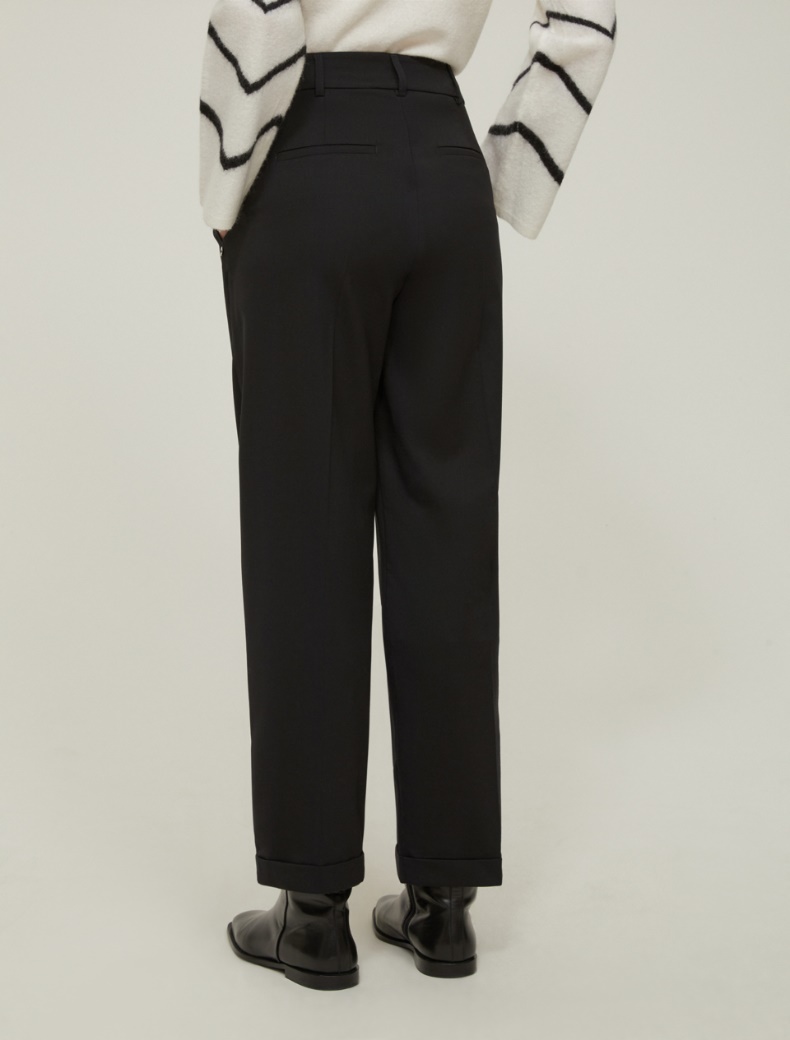 Wool twill carrot-fit trousers - BLACK - pennyblack