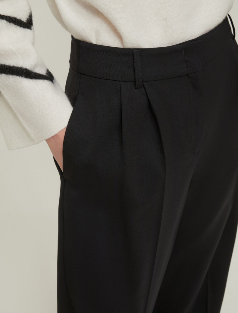 Wool twill carrot-fit trousers - BLACK - pennyblack