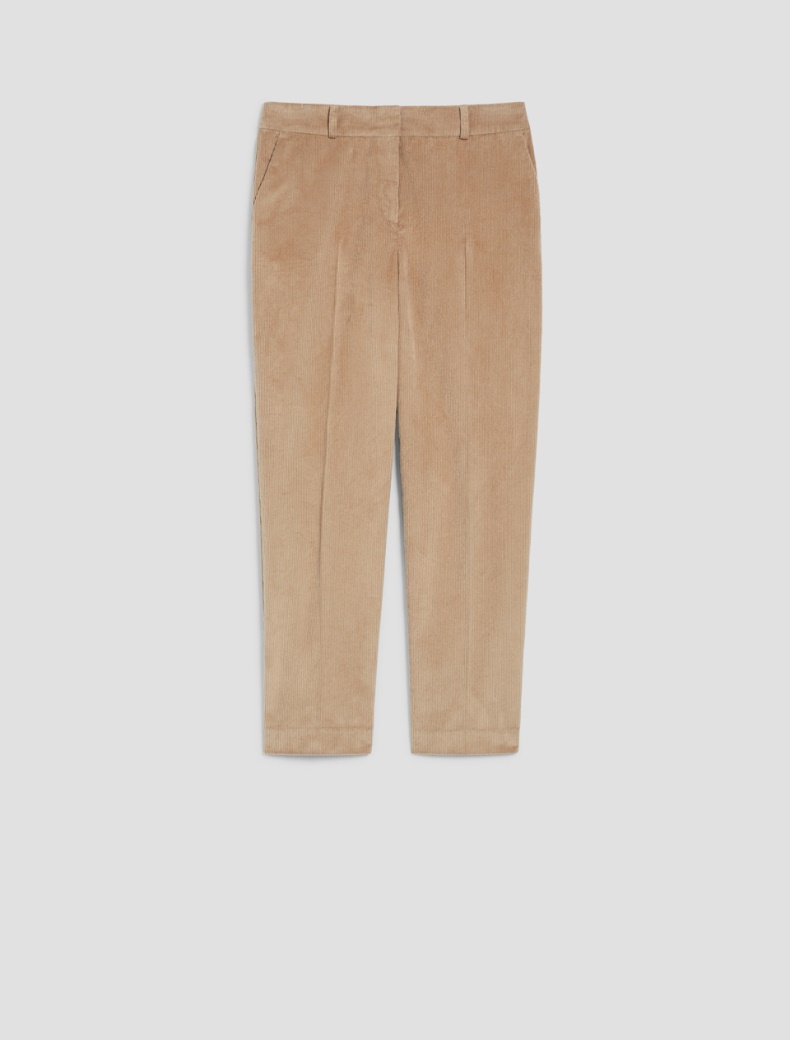 Velvet carrot-fit trousers - CAMEL - pennyblack